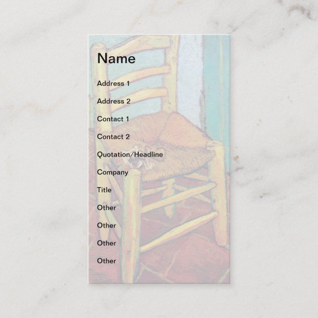 Vincent Van Gogh - Vincent's Chair With Pipe Business Card (Front)