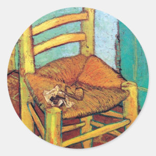 Vincent Van Gogh - Vincent's Chair With Pipe Classic Round Sticker