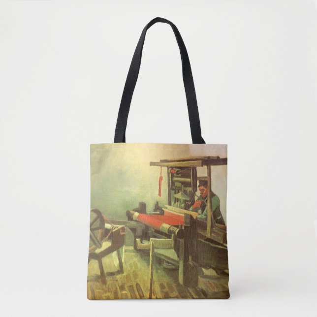 Vincent van Gogh Weaver Facing Left Spinning Wheel Tote Bag (Front)