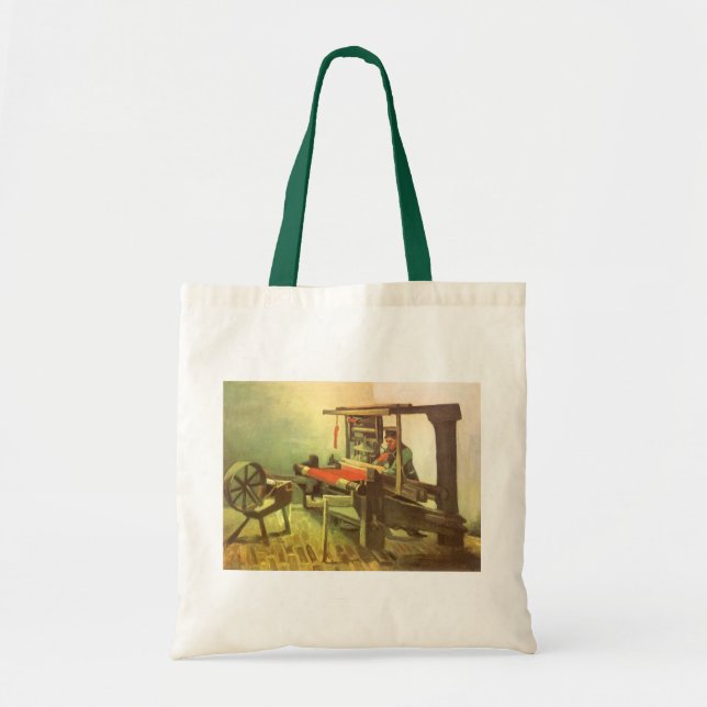 Vincent van Gogh Weaver Facing Left Spinning Wheel Tote Bag (Front)