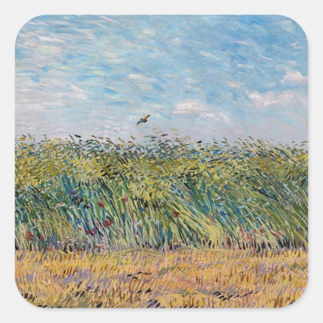 Vincent van Gogh - Wheat Field with a Lark Square Sticker (Front)