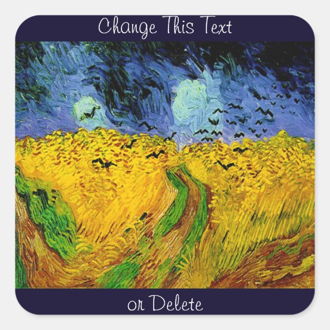 Vincent Van Gogh Wheat Field with Crows Square Sticker (Front)