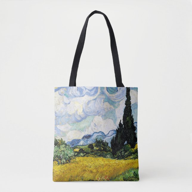 Vincent Van Gogh Wheat Field with Cypresses (1889) Tote Bag (Front)