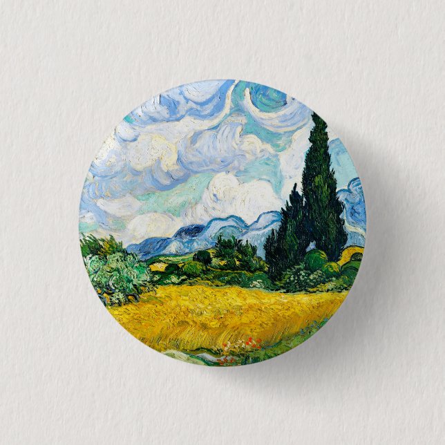 Vincent Van Gogh Wheat Field with Cypresses 3 Cm Round Badge (Front)
