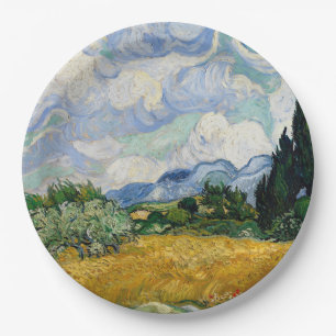 Vincent Van Gogh Wheat Field With Cypresses Paper Plate