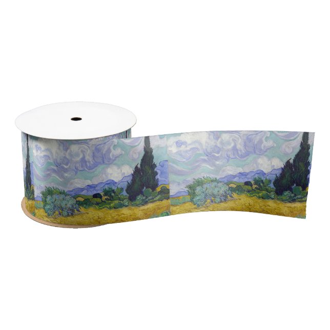 Vincent Van Gogh - Wheat Field with Cypresses Satin Ribbon (Spool)