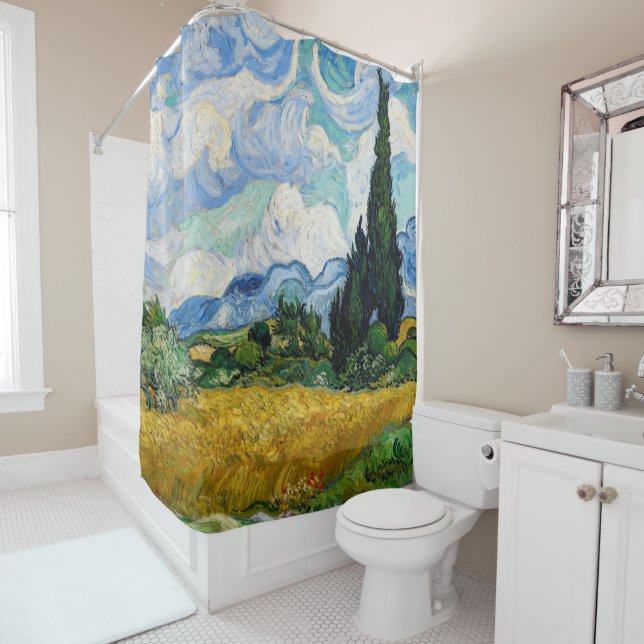Vincent Van Gogh - Wheat Field with Cypresses Shower Curtain (In Situ)