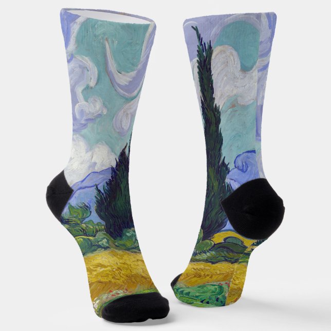 Vincent Van Gogh - Wheat Field with Cypresses Socks (Angled)