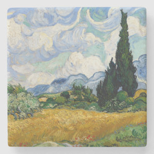Vincent Van Gogh Wheat Field With Cypresses Stone Coaster