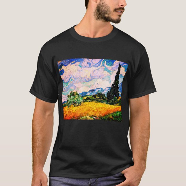 Vincent Van Gogh Wheat Field with Cypresses T-Shirt (Front)