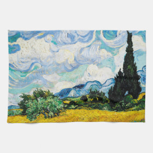 Vincent Van Gogh Wheat Field with Cypresses Tea Towel