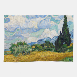 Vincent Van Gogh - Wheat Field with Cypresses Tea Towel