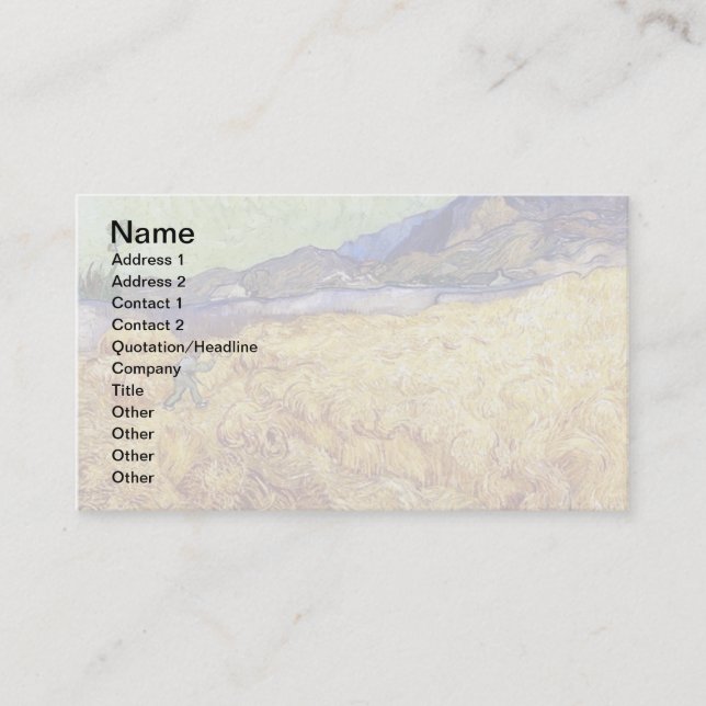 Vincent Van Gogh - Wheat Field With Reaper & Sun Business Card (Front)