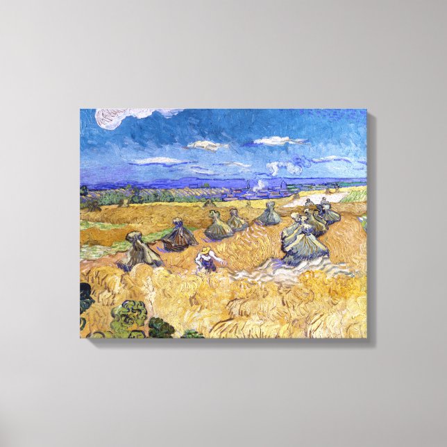 Vincent van Gogh - Wheat Stacks with Reapers Canvas Print (Front)