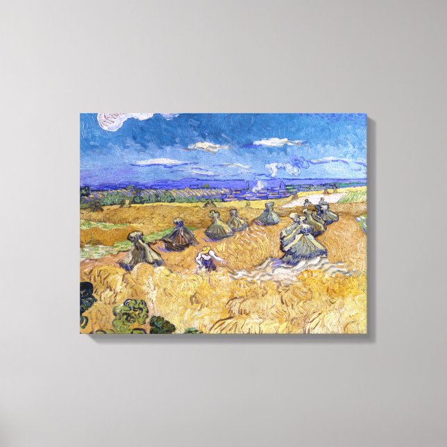 Vincent van Gogh - Wheat Stacks with Reapers Canvas Print (Front)