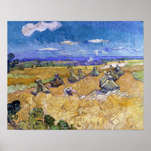 Vincent van Gogh - Wheat Stacks with Reapers Poster