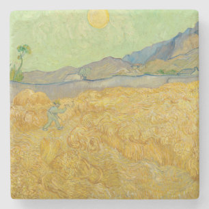 Vincent van Gogh - Wheatfield with a Reaper Stone Coaster