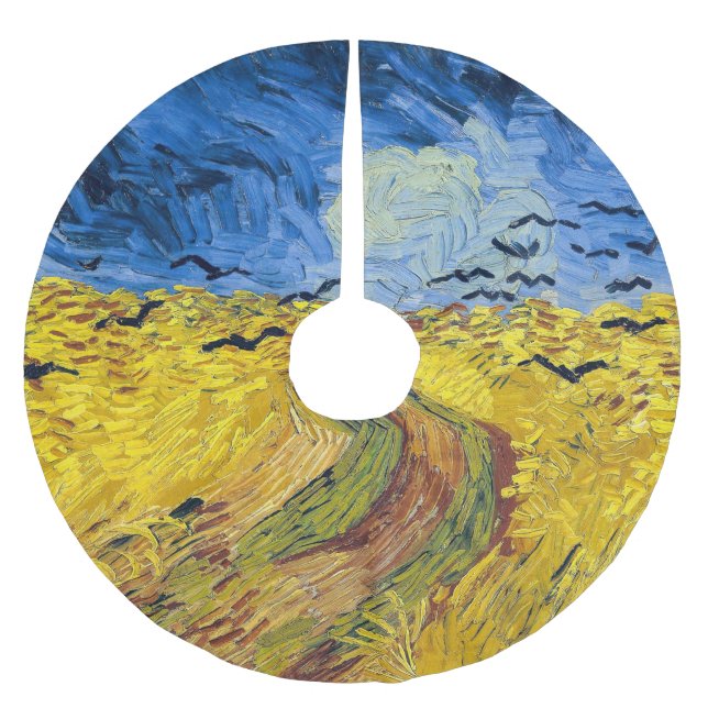 Vincent van Gogh - Wheatfield with Crows Brushed Polyester Tree Skirt (Front)
