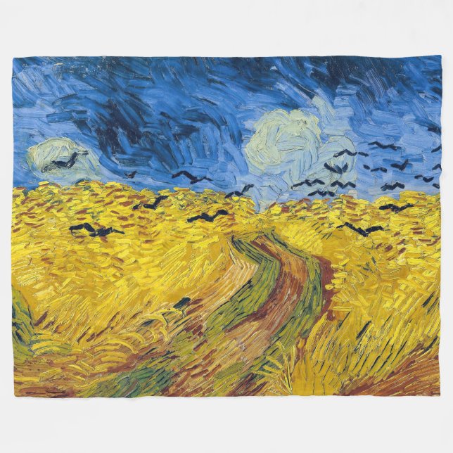 Vincent van Gogh - Wheatfield with Crows Fleece Blanket (Front (Horizontal))