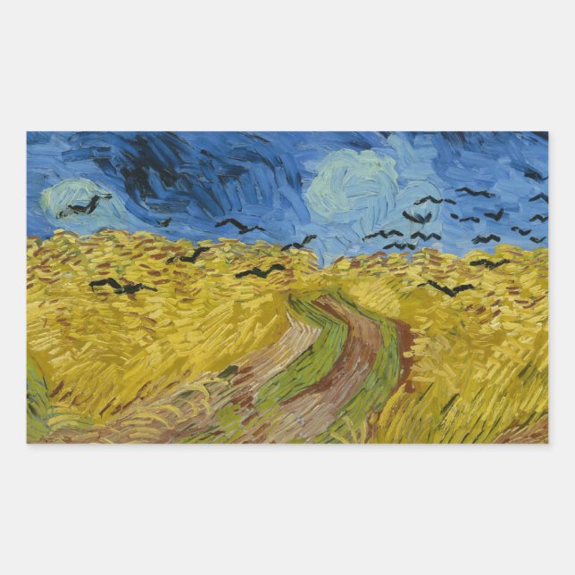Vincent van Gogh - Wheatfield with Crows Rectangular Sticker (Front)