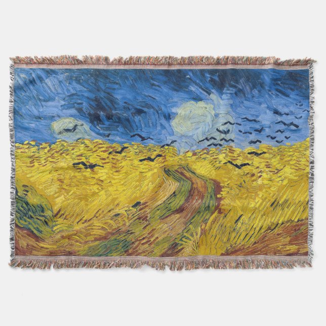 Vincent van Gogh - Wheatfield with Crows Throw Blanket (Front)