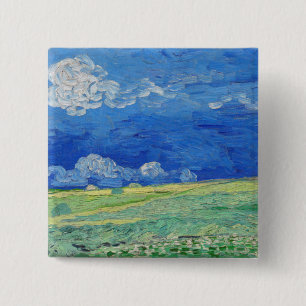 Vincent van Gogh - Wheatfields under Thunderclouds 15 Cm Square Badge