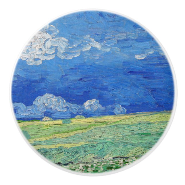 Vincent van Gogh - Wheatfields under Thunderclouds Ceramic Knob (Front)