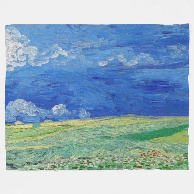 Vincent van Gogh - Wheatfields under Thunderclouds Fleece Blanket (Front (Horizontal))
