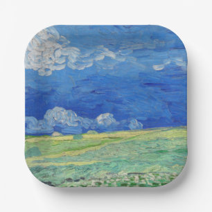 Vincent van Gogh - Wheatfields under Thunderclouds Paper Plate