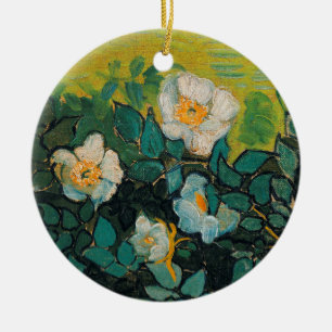 Vincent Van Gogh Wild Roses Vintage Floral Art Ceramic Tree Decoration