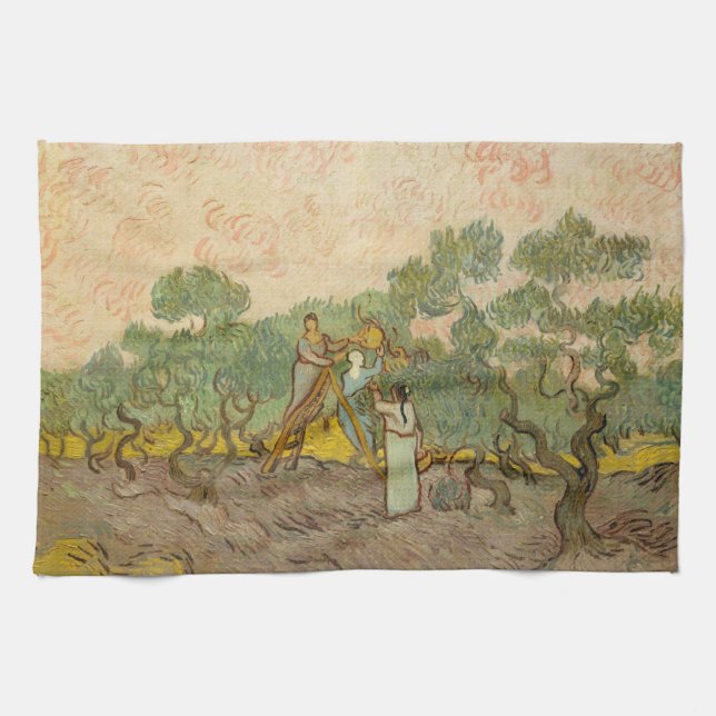 Vincent van Gogh - Women Picking Olives Tea Towel (Horizontal)