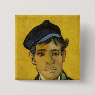 Vincent van Gogh   Young Man with a Hat, 1888 15 Cm Square Badge