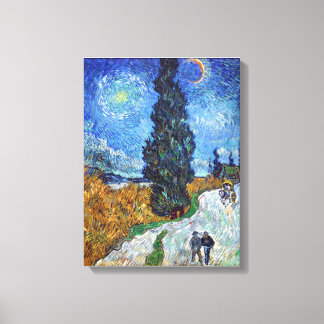 Vincent van Gogh's Road with Cypress and Star Canvas Print