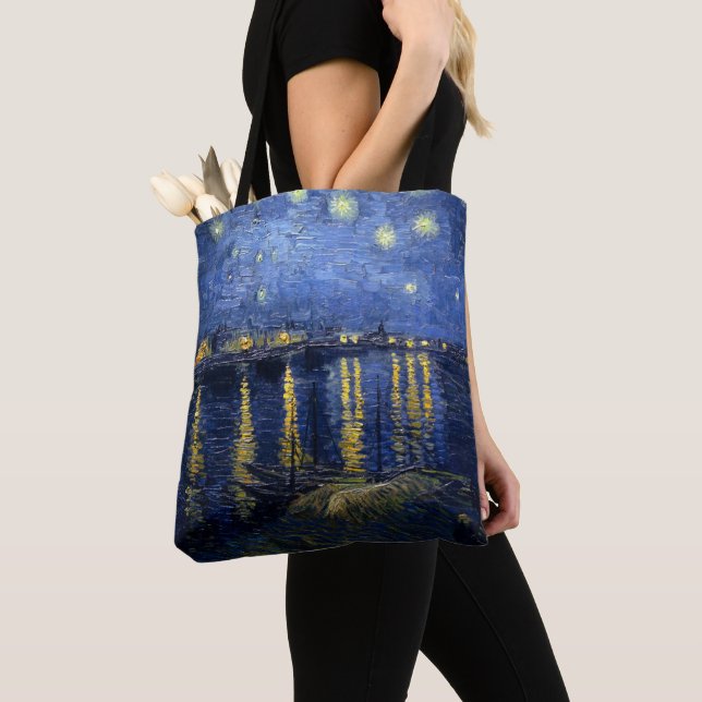 Vincent van Gogh's Starry Night Over the Rhone Tote Bag (Close Up)