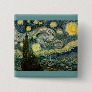 Vincent van Gogh's The Starry Night (1889) 15 Cm Square Badge