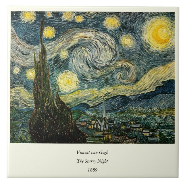 Vincent van Gogh's The Starry Night (1889) Tile (Front)