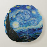 Vincent Van Gogh's The Starry Night Round Cushion<br><div class="desc">Immerse yourself in the mesmerising beauty of Vincent Van Gogh's The Starry Night with this high-quality reproduction art print. Own a piece of art history and let the brilliance of Van Gogh's masterpiece illuminate your surroundings.</div>