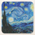 Vincent Van Gogh's The Starry Night Square Paper Coaster<br><div class="desc">Immerse yourself in the mesmerising beauty of Vincent Van Gogh's The Starry Night with this high-quality reproduction art print. Own a piece of art history and let the brilliance of Van Gogh's masterpiece illuminate your surroundings.</div>