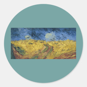 Vincent van Gogh's Wheat Field with Crows (1890) Classic Round Sticker