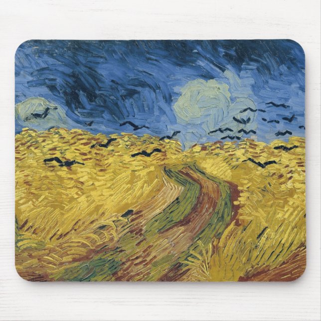 Vincent van Gogh's Wheat Field with Crows (1890) Mouse Pad (Front)