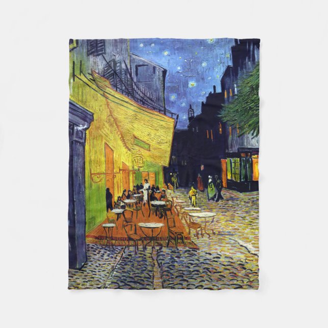 Vincent Willem van Gogh - Cafe Terrace at Night Fleece Blanket (Front)