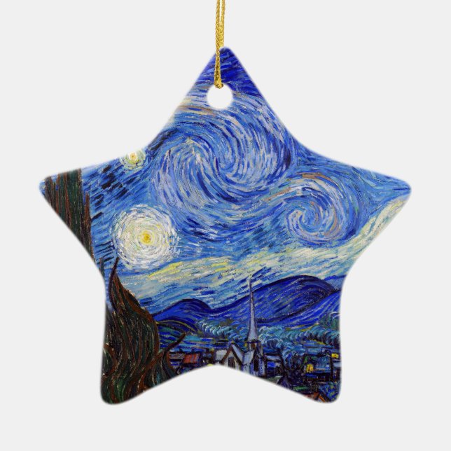 Vincent Willem van Gogh , “ Starry Night ” Ceramic Tree Decoration (Front)
