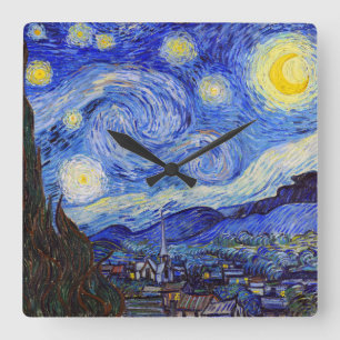 Vincent Willem van Gogh , "Starry Night" square wa Wall Clock