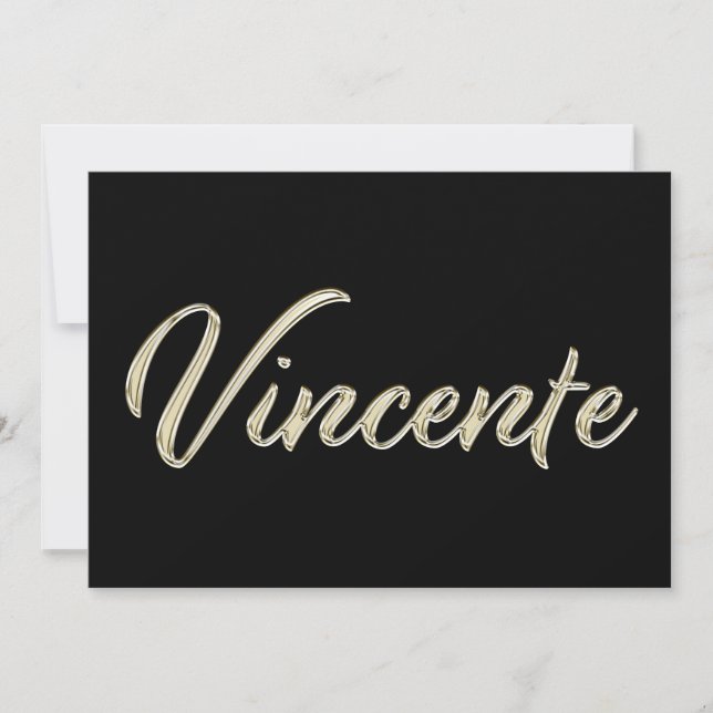 Vincente Name white gold Handwriting Card (Front)