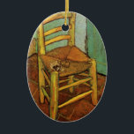 Vincent's Chair with His Pipe by Vincent van Gogh Ceramic Tree Decoration<br><div class="desc">Vincent's Chair with His Pipe by Vincent van Gogh is a vintage fine art post impressionism still life painting featuring van Gogh's wooden chair with a wicker seat, his tobacco and pipe at his house in Arles, France (The Yellow House). About the artist: Vincent Willem van Gogh was a Post...</div>