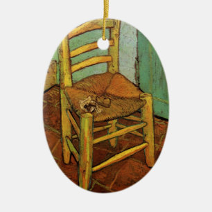 Vincent's Chair with His Pipe by Vincent van Gogh Ceramic Tree Decoration