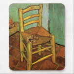 Vincent's Chair with His Pipe by Vincent van Gogh Mouse Pad<br><div class="desc">Vincent's Chair with His Pipe by Vincent van Gogh is a vintage fine art post impressionism still life painting featuring van Gogh&#39;s wooden chair with a wicker seat, his tobacco and pipe at his house in Arles, France (The Yellow House). About the artist: Vincent Willem van Gogh was a Post...</div>
