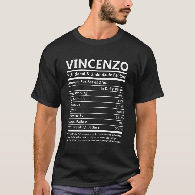 Vincenzo Name T Shirt - Vincenzo Nutritional And U (Front)