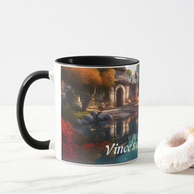 Vince's Morning Tea Personalised Customisable Mug (With Donut)