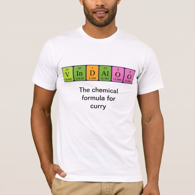 Vindaloo periodic table word shirt (Front)